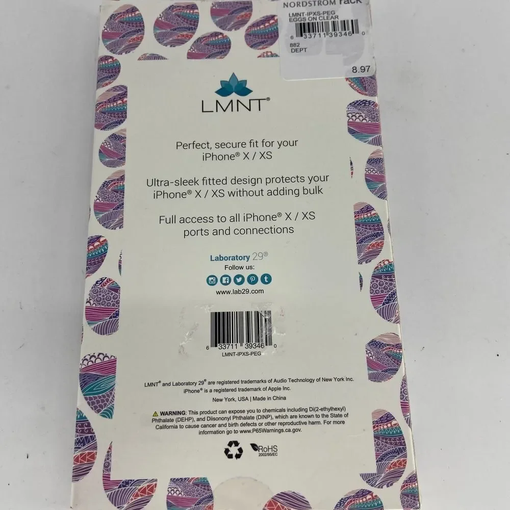 LMNT Geometric abstract printed clear iphone X XS phone case NWT